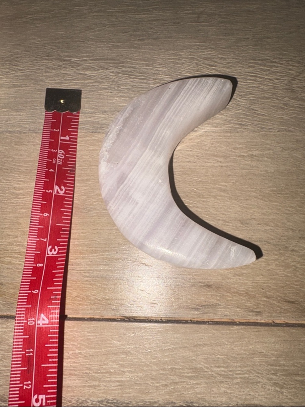 Polished Moon-Shaped Palm Stone - White Striated